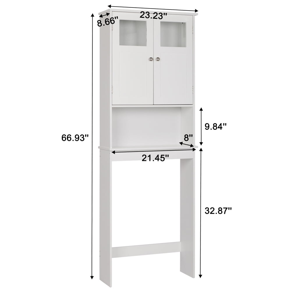 Ktaxon Over the Toilet Bathroom Storage Cabinet with 2 Doors & 3 Storage Shelves Space Saver, White