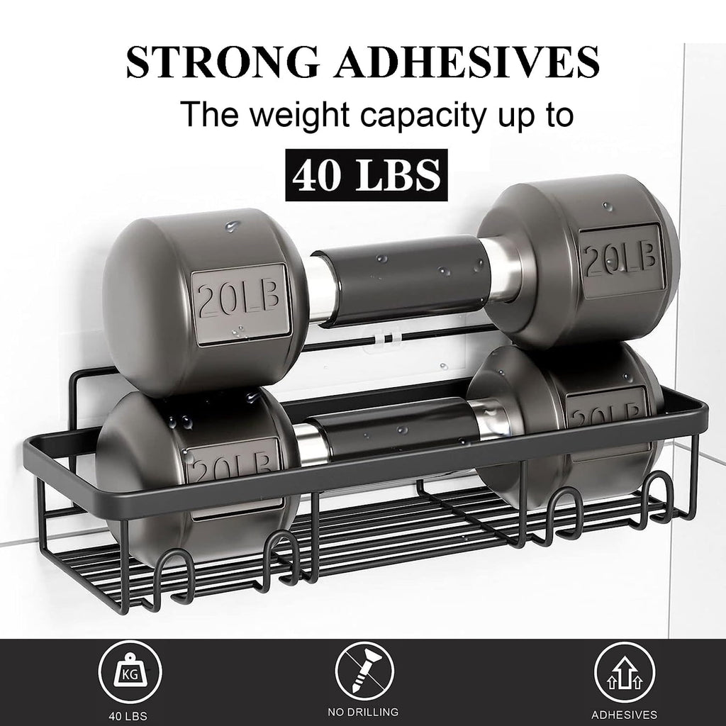 PHANCIR 6 PCS Shower Caddy, No Drilling Bathroom Organizer with Soap Holder, Adhesive Bathroom Caddy, Black