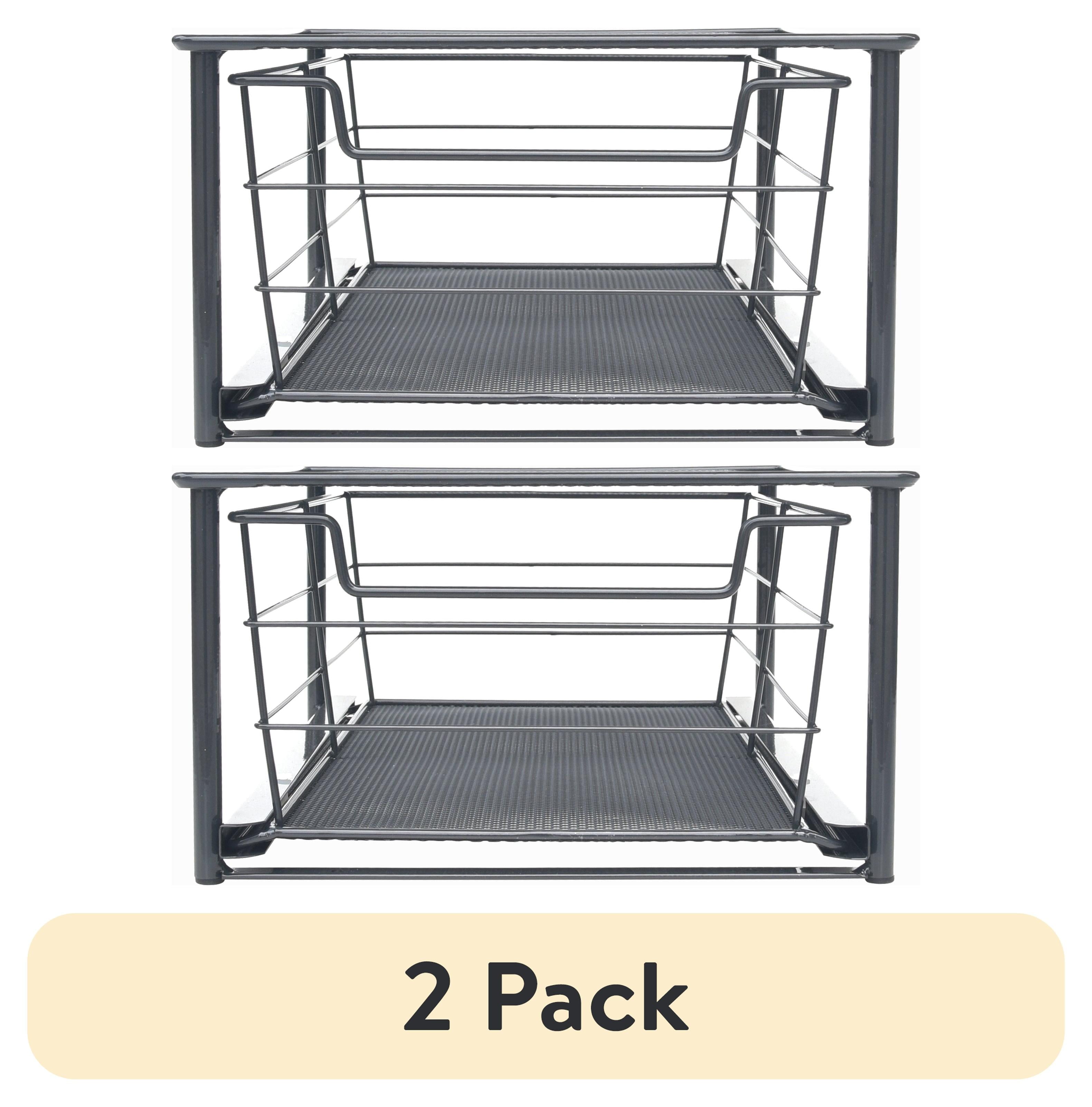 Mainstays Large Stackable Slide-Out Drawer Organizer, Satin Nickel, 15" x 10 " X 9.3"