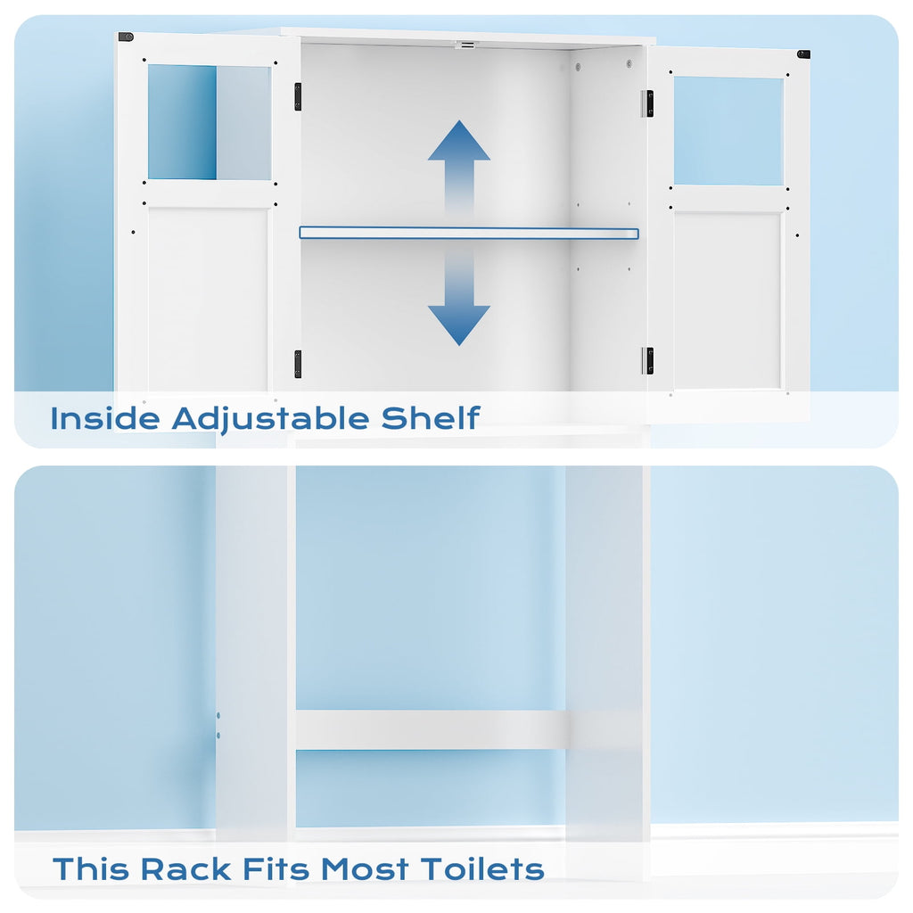 Ktaxon Over the Toilet Bathroom Storage Cabinet with 2 Doors & 3 Storage Shelves Space Saver, White