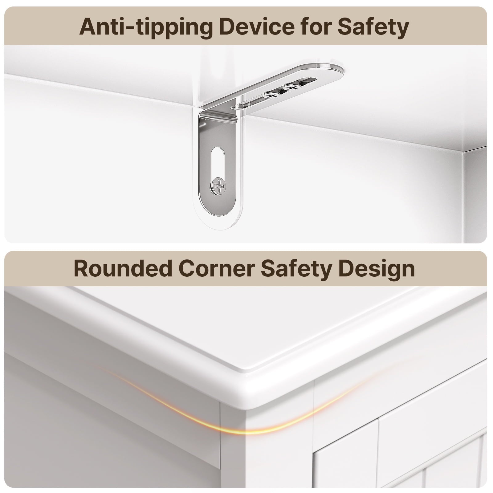 Asofer Bathroom Floor Storage Cabinet, Freestanding Cabinet with 4 Doors, Adjustable Shelves, White