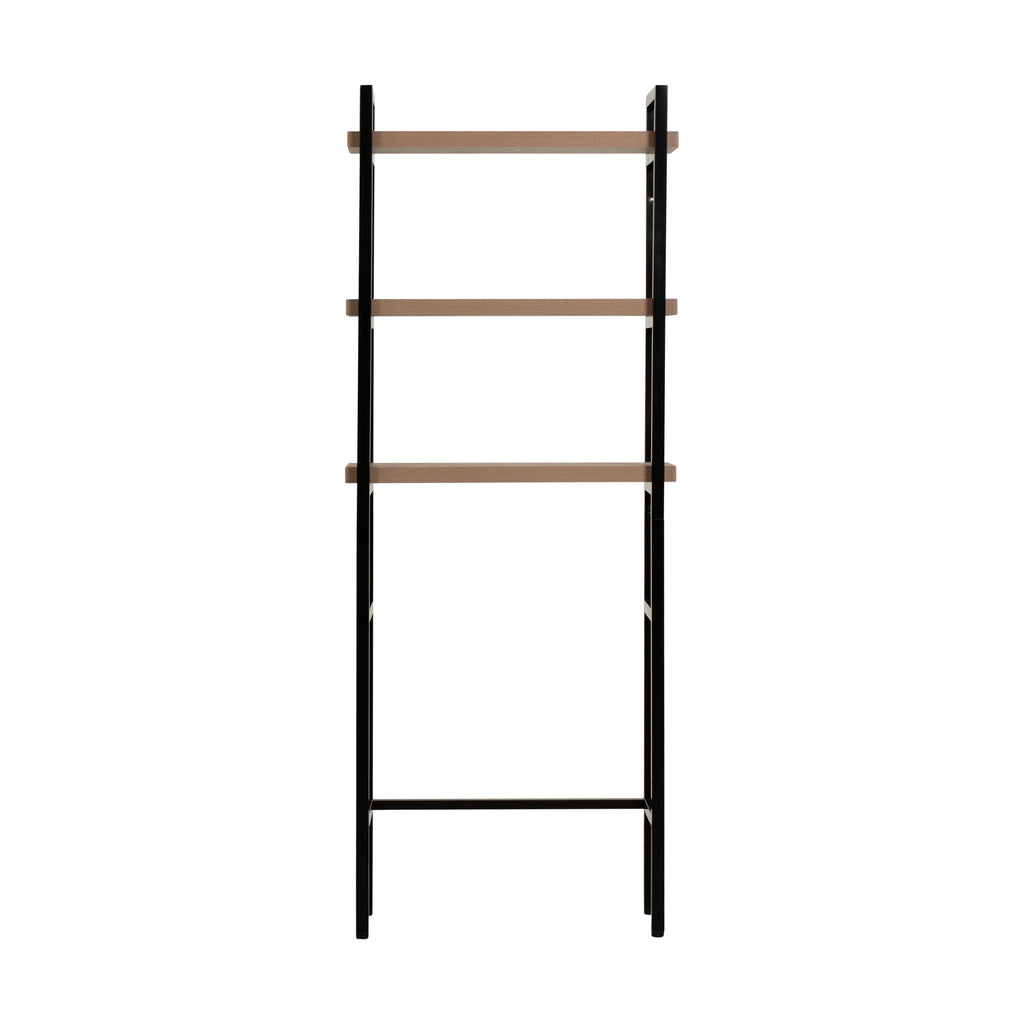 Better Homes & Gardens Jace 3-Shelf over-the-Toilet Rack with Black Frame and Oak Shelves