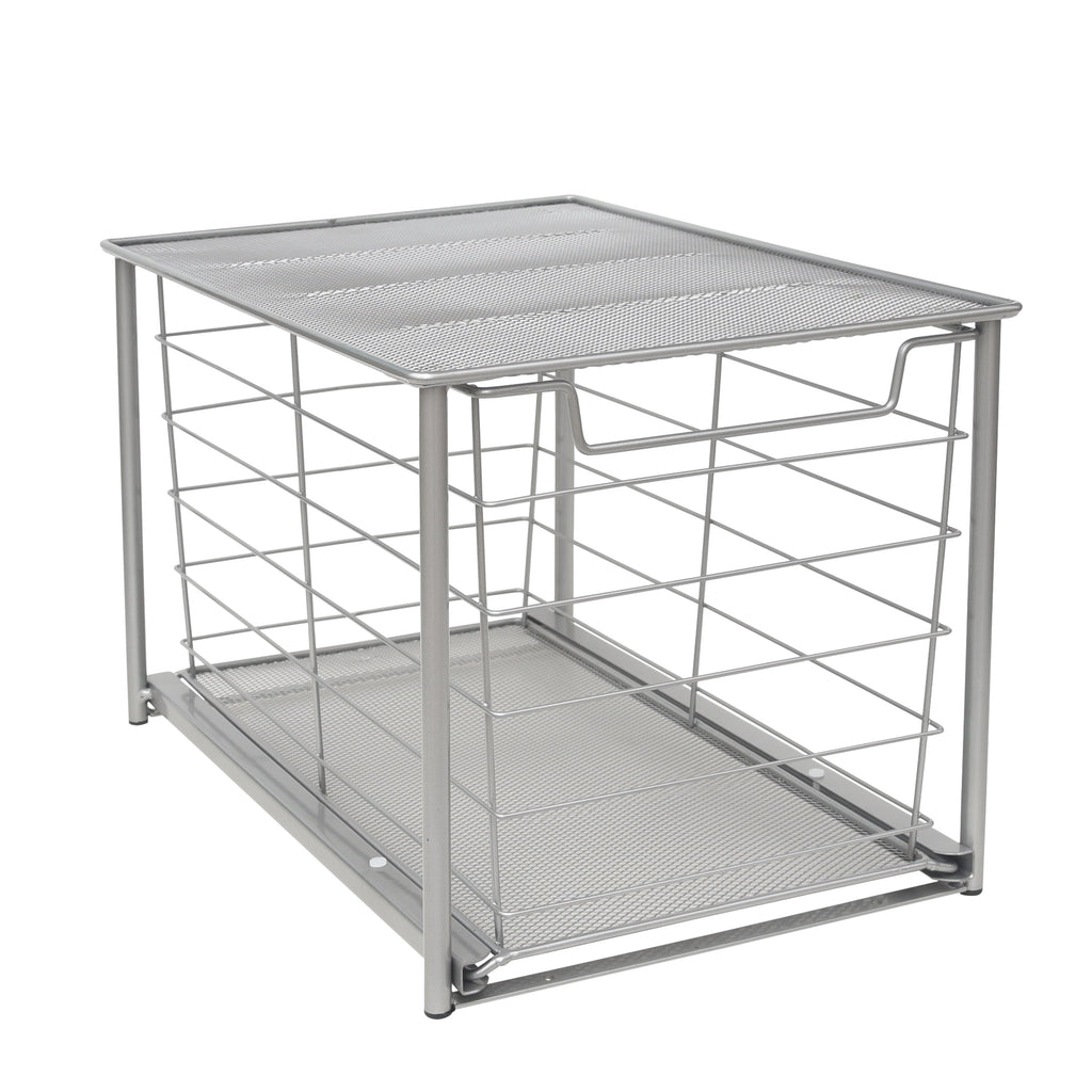 Mainstays Large Stackable Slide-Out Drawer Organizer, Satin Nickel, 15" x 10 " X 9.3"