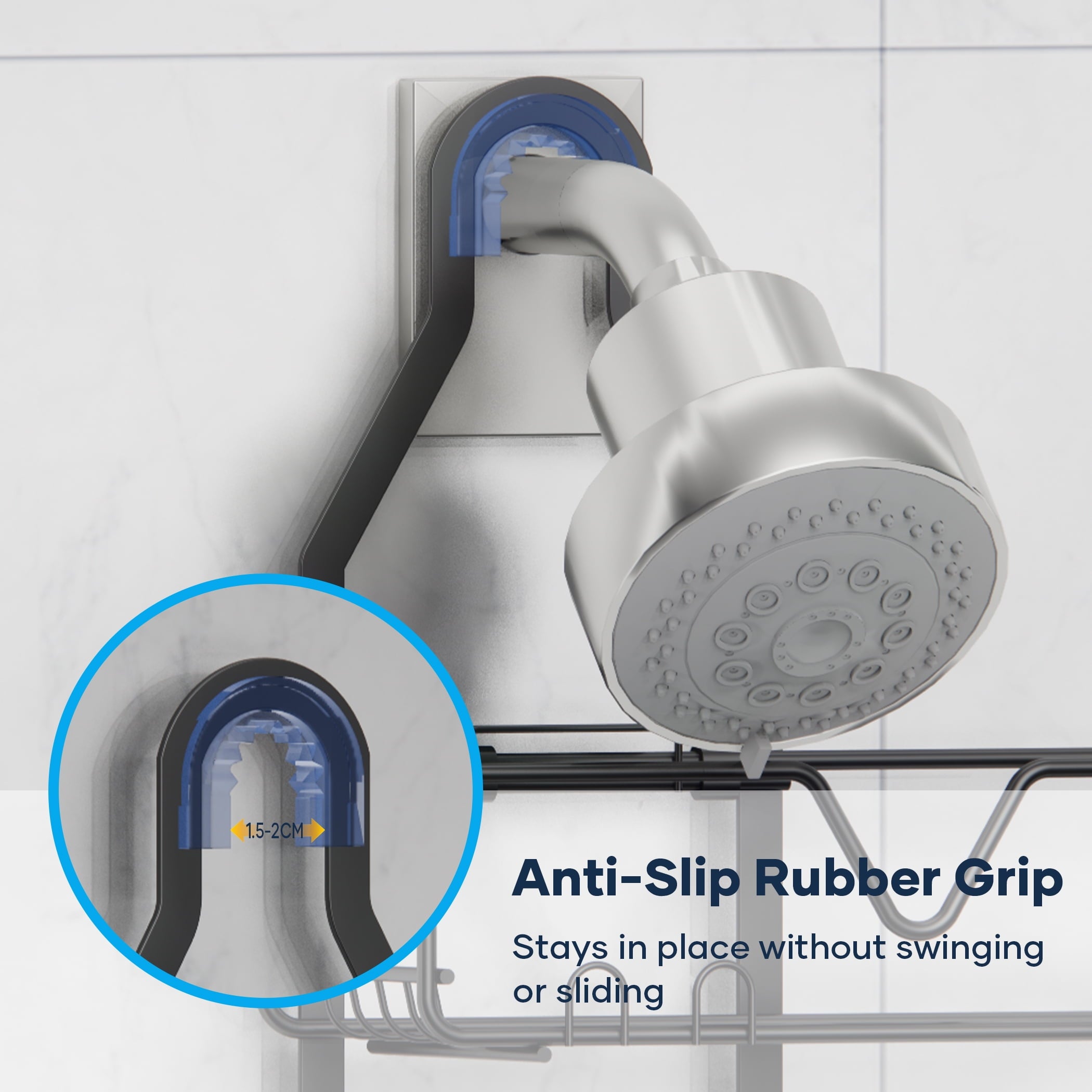 Topritt Shower Caddy Hanging Bathroom Organizer, Adjustable Shower Racks Over Shower Head, Rustproof, No-Drill Organizer, Large Storage Shelf for Shampoo Bottles with Soap Holder, Black