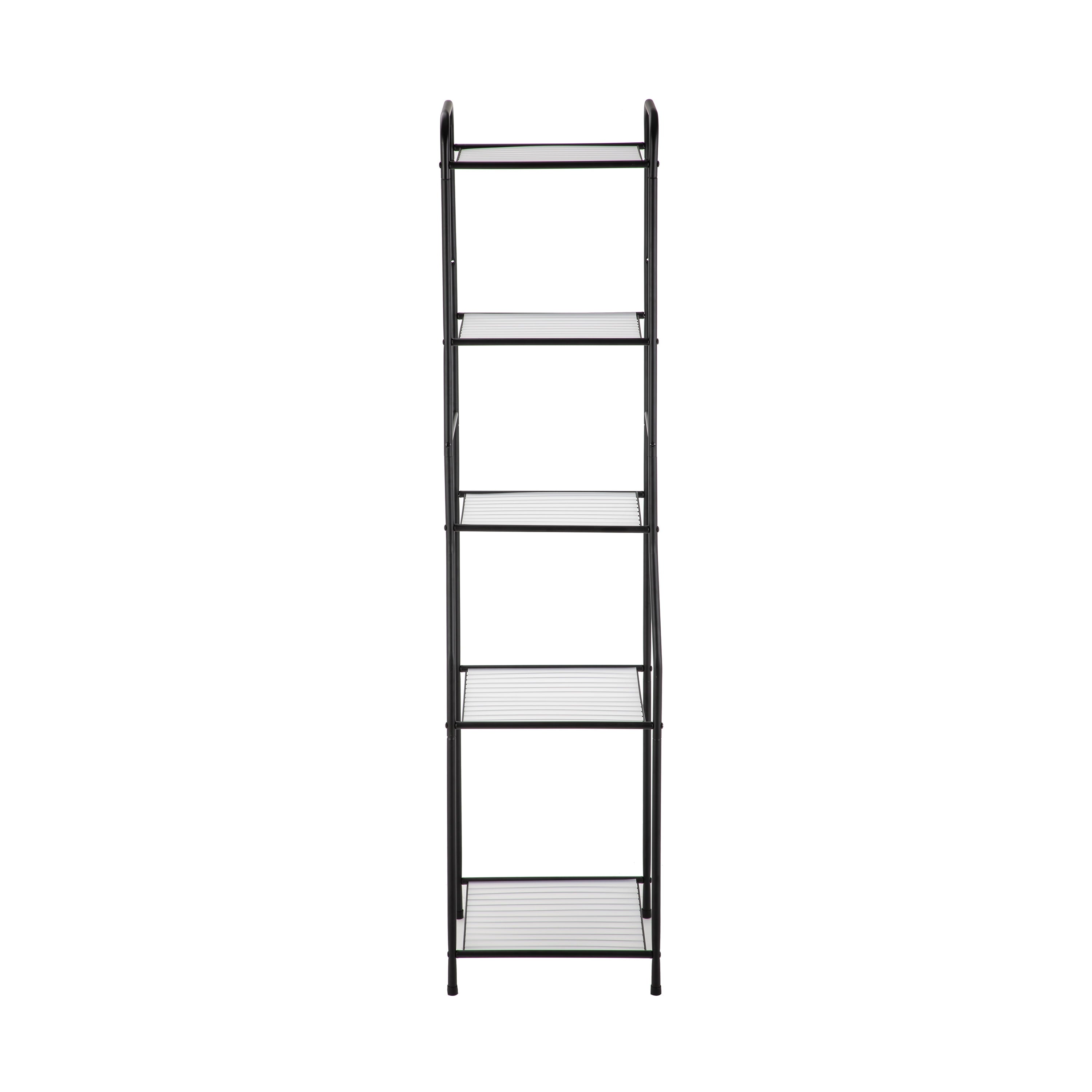 Mainstays Matte Black Steel 5-Shelf Bathroom Storage Tower Unit