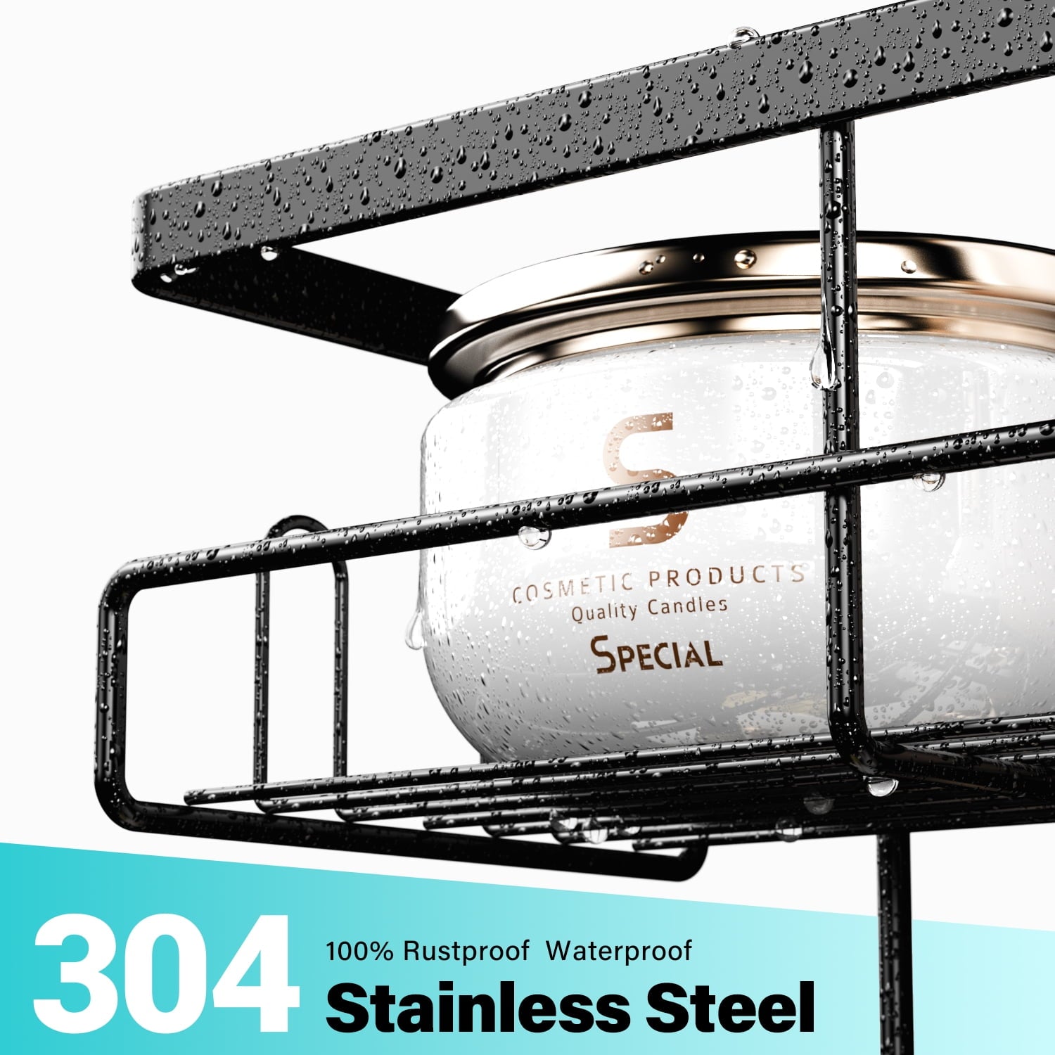 Aitatty Over The Door Shower Caddy: Hanging Stainless Steel Bathroom Organizer, No Drilling Shower Shelves with 2 Soap Holder, 1 Brush Holder, 4 Hooks - Black