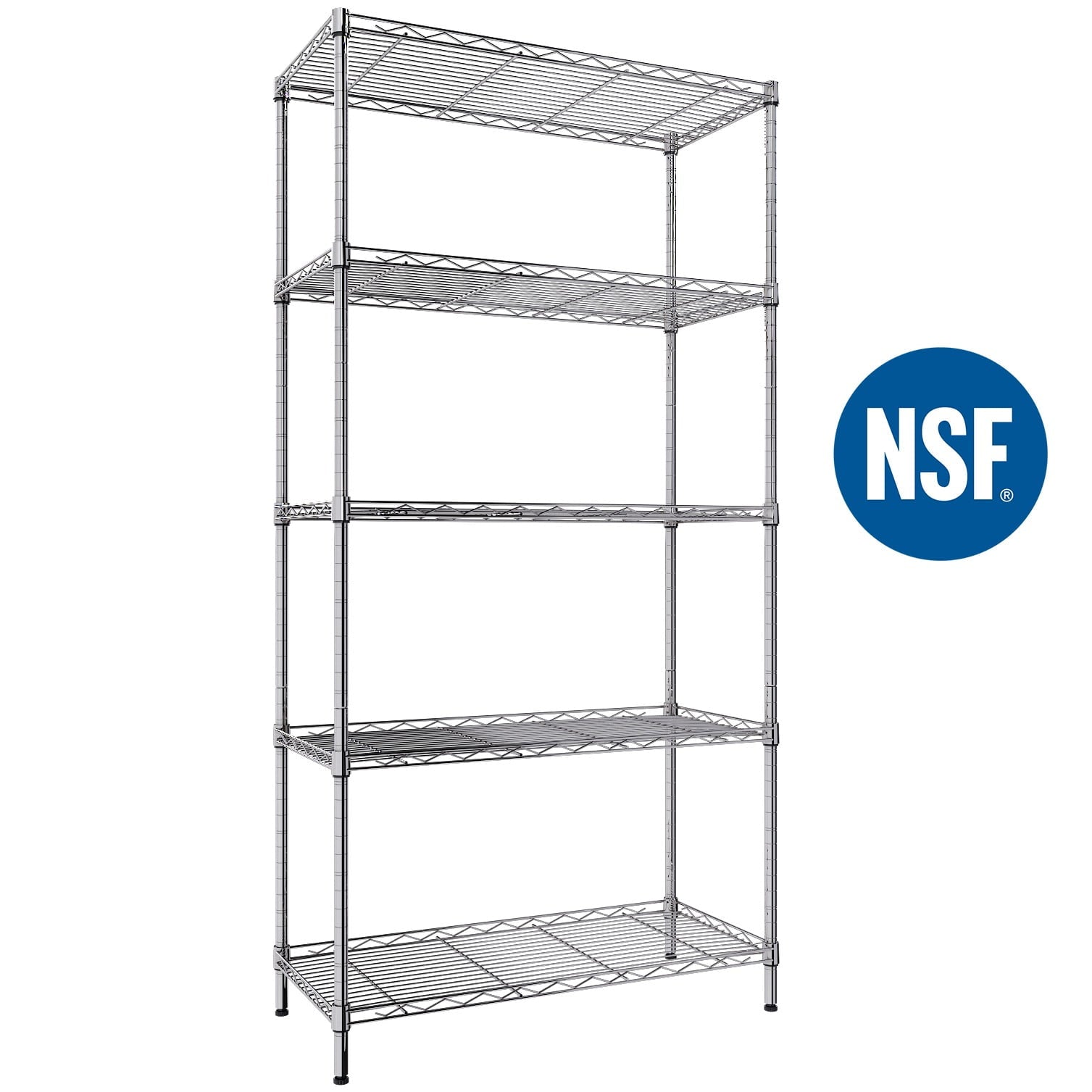 Ktaxon 5-Tier Wire Shelving Unit, Steel Storage Rack for Garage Office Kitchen Silver, 30" W x 14" D x 60" H