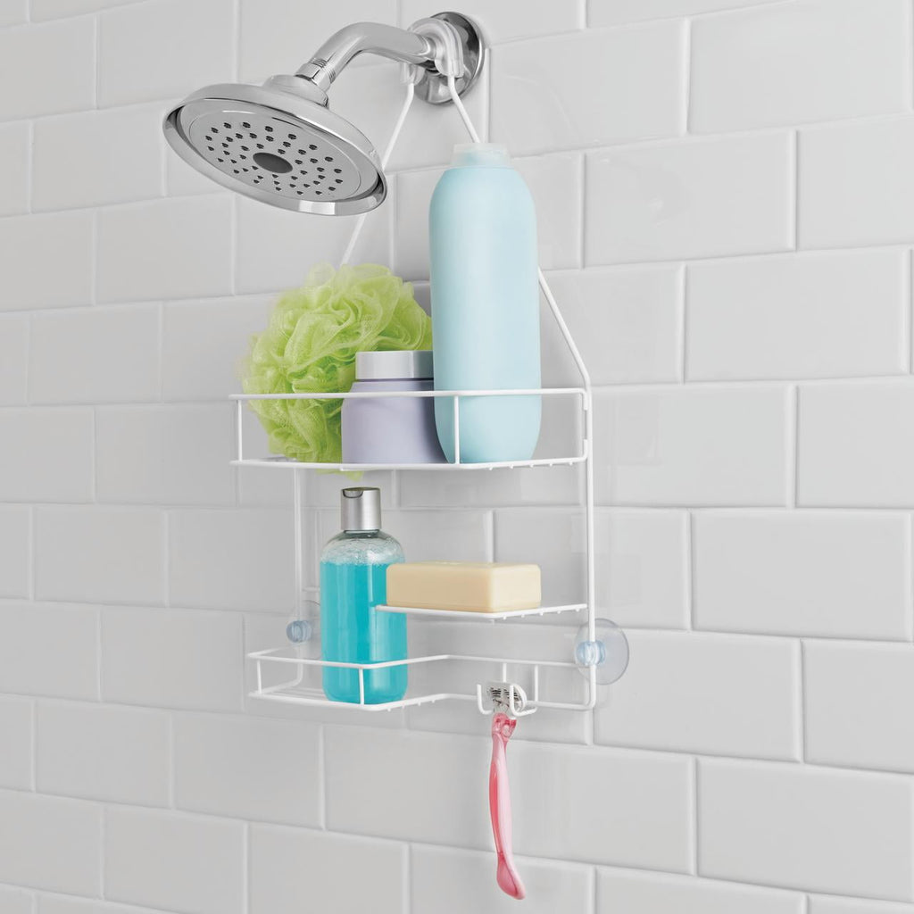 Mainstays Basic Hanging Shower Caddy with 2 Shelves and Soap Tray, White
