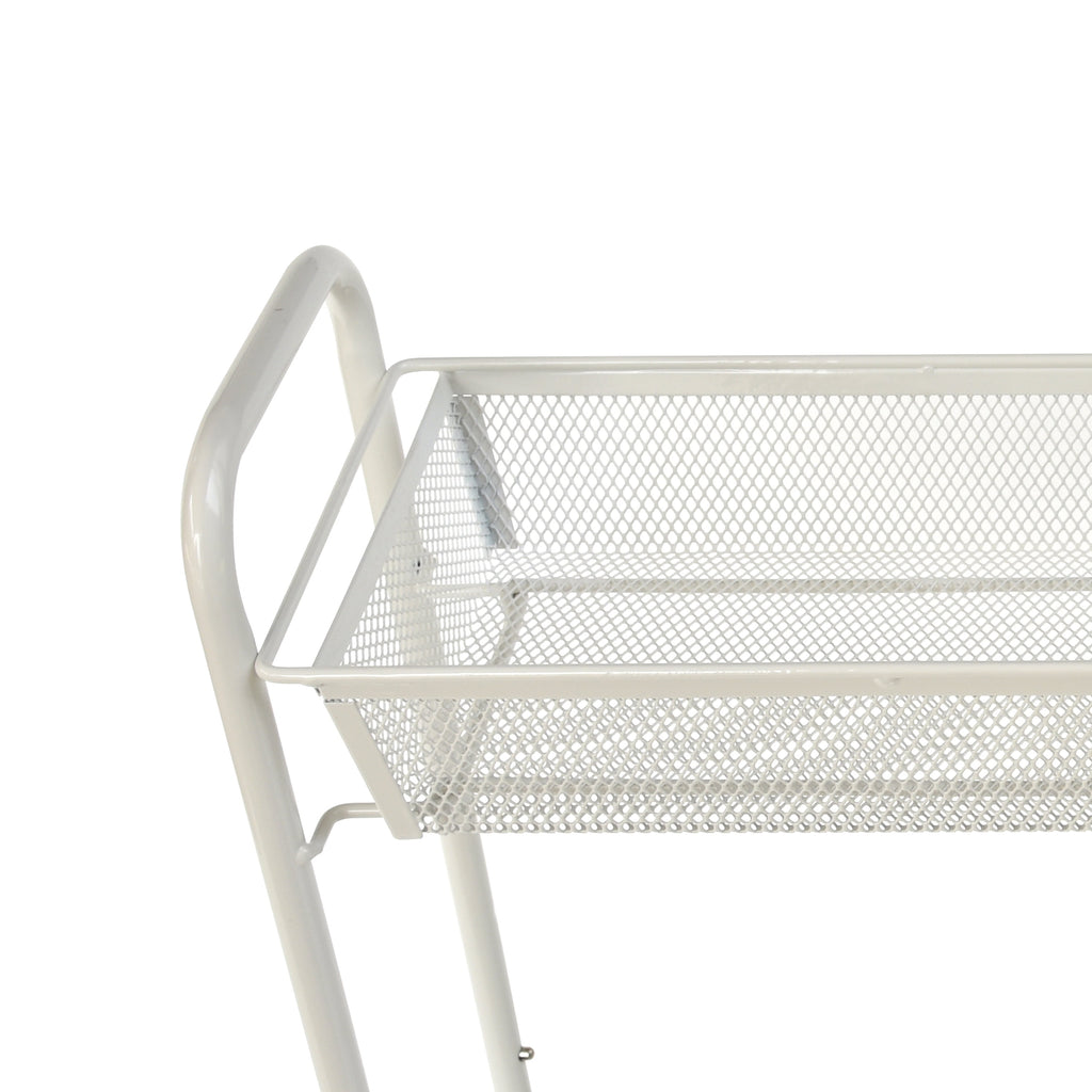 Mainstays 3-Tier Slim Rolling Bathroom Storage Cart with Hooks, White