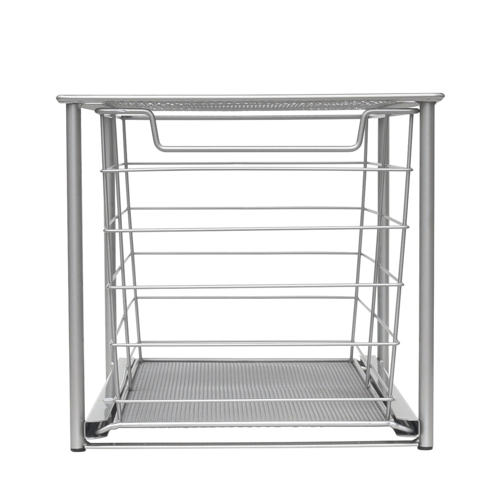 Mainstays Large Stackable Slide-Out Drawer Organizer, Satin Nickel, 15" x 10 " X 9.3"