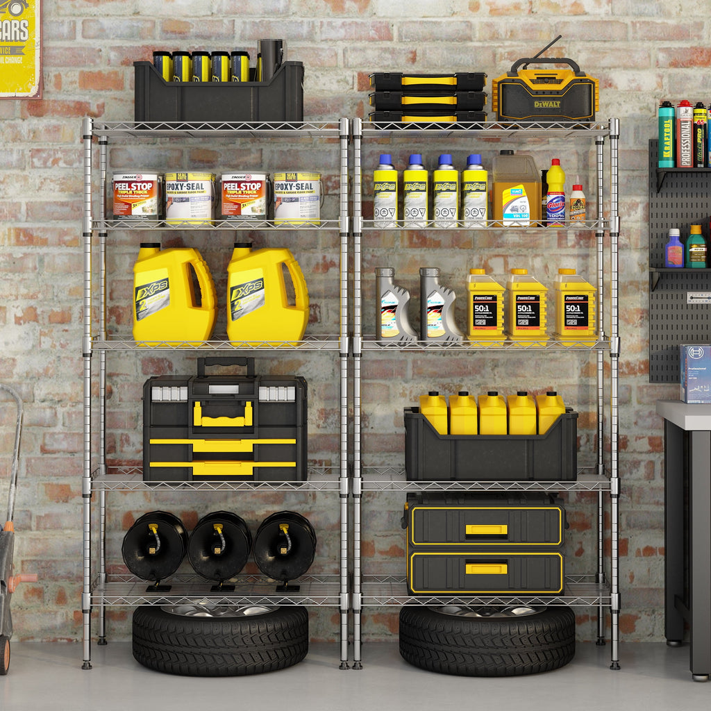 Ktaxon 5-Tier Wire Shelving Unit, Steel Storage Rack for Garage Office Kitchen Silver, 30" W x 14" D x 60" H