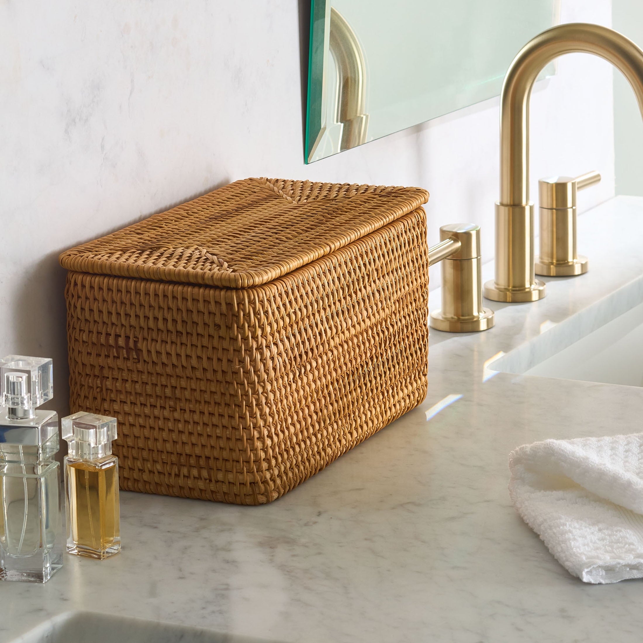 Better Homes & Gardens Brown Rattan Organizer Basket with Lid