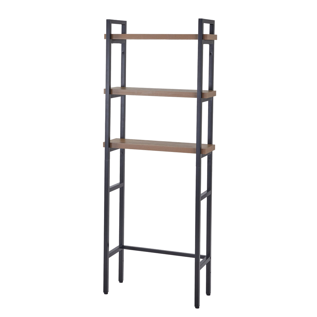 Better Homes & Gardens Jace 3-Shelf over-the-Toilet Rack with Black Frame and Oak Shelves