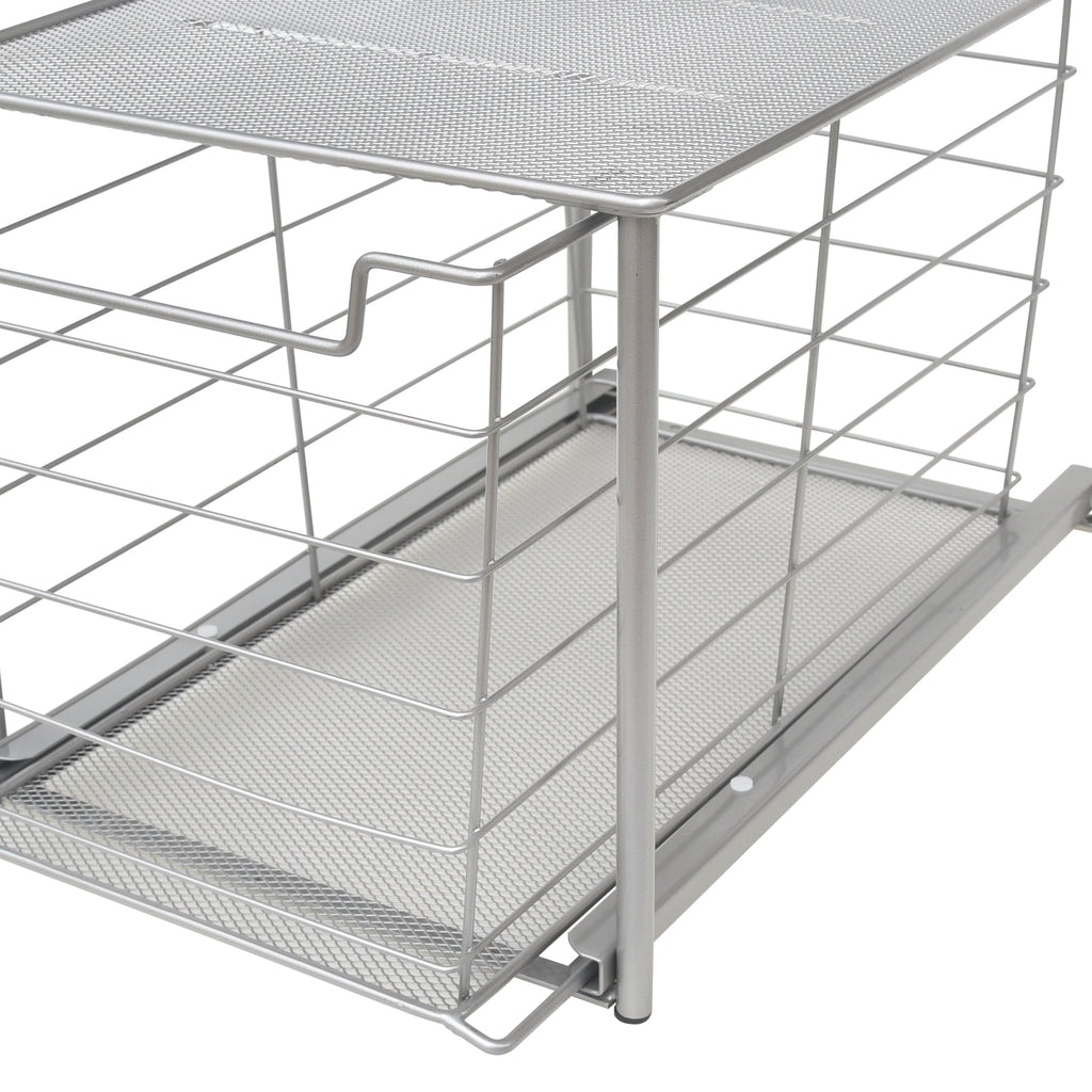 Mainstays Large Stackable Slide-Out Drawer Organizer, Satin Nickel, 15" x 10 " X 9.3"